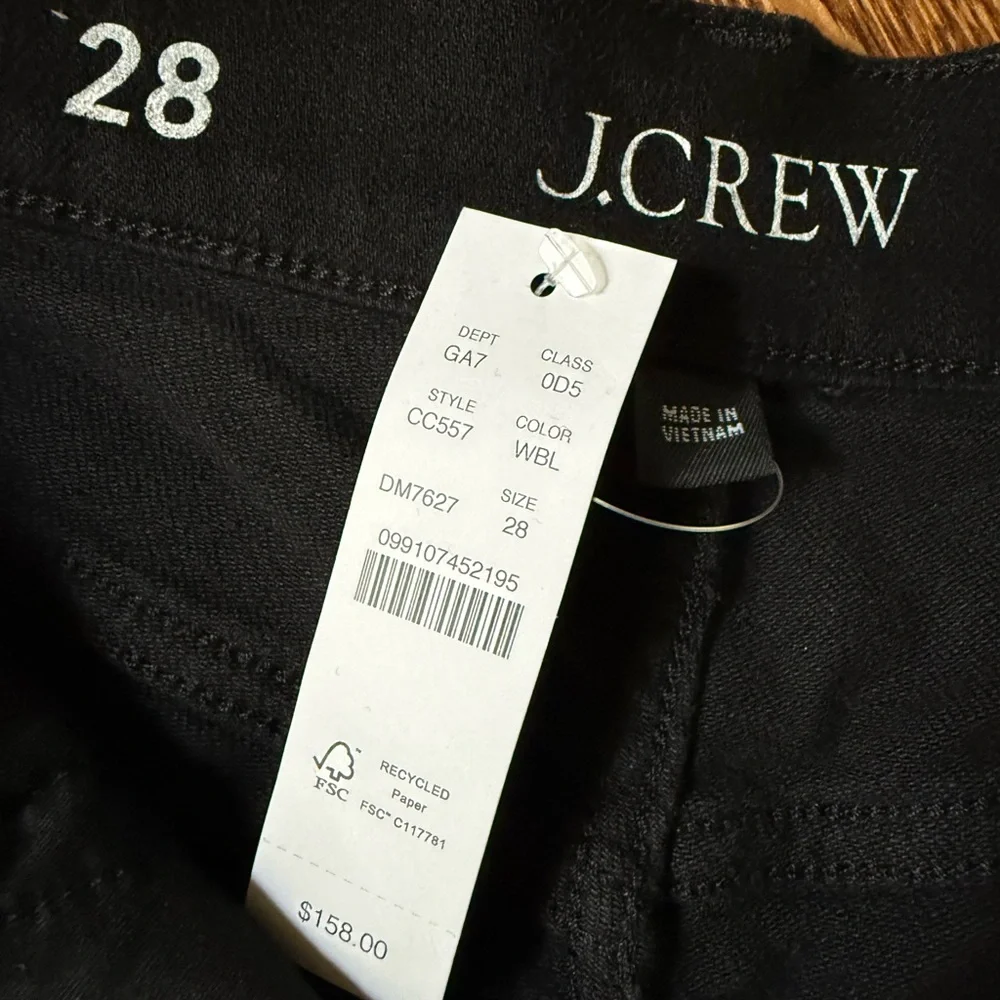 NWT J CREW 96 Denim Trousers Black Jeans Wide Leg Baggy Oversized Grunge Soft 28
